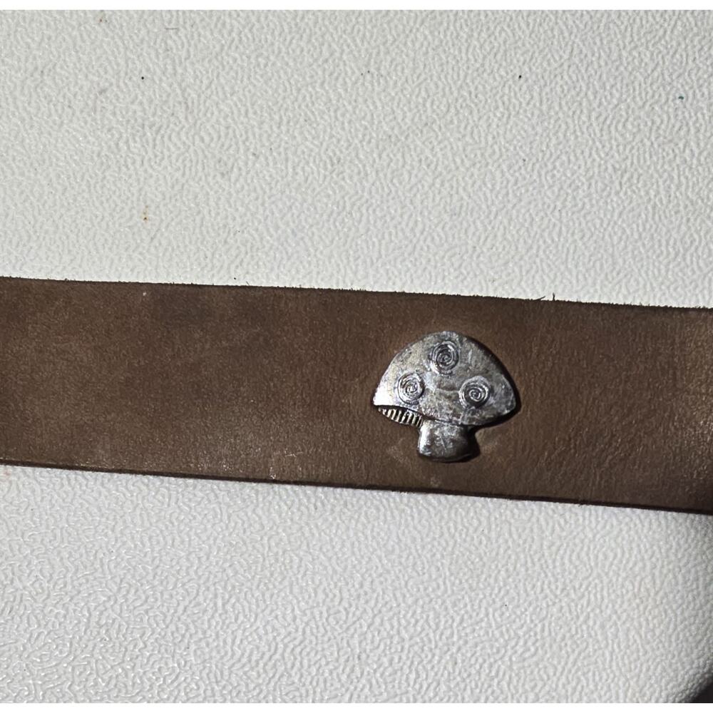 Hipwear Women's M Belt Vintage Studded Mushrooms Brown Genuine Leather - Picture 6 of 11